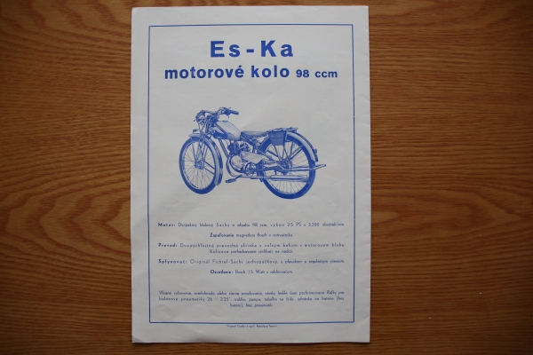 Prospekt motokola EsKa 1940 - Slovensko